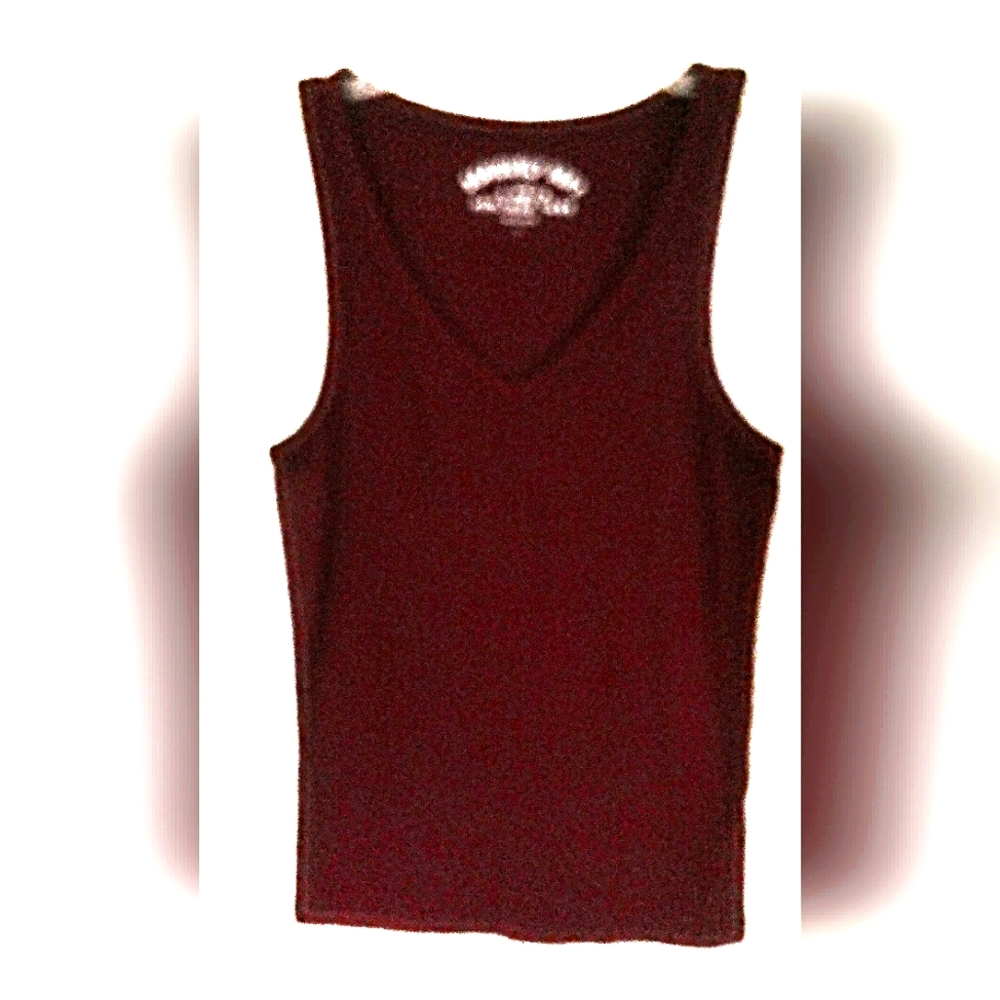 2 V NECK HERITAGE TANKS, MAROON & BLACK, SIZE L, BY SERIOUSLY SILK
